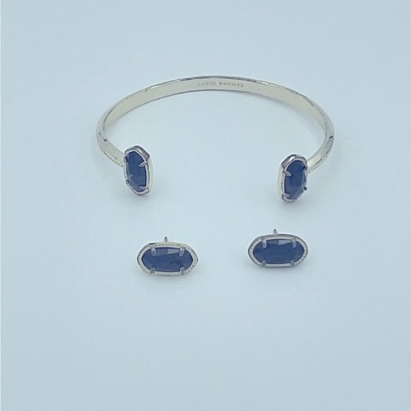 Kendra Scott Elton Cuff and Earring-Black Drusy - Picture 1 of 2